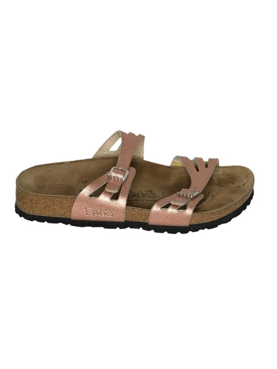 Birkenstock Sandals Womens 38 Leather Metallic Pink Flats  Shoes Slip Ons US 7 - Picture 10 of 12